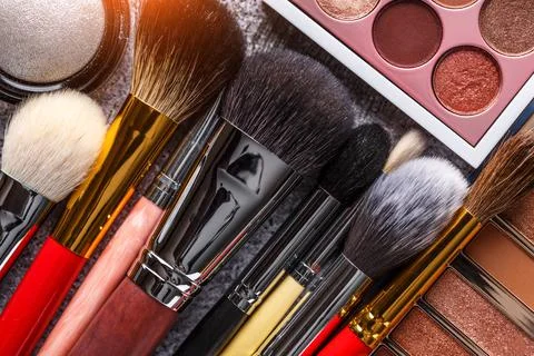 Professional makeup brushes and tools, makeup product set.A set of decorative Stock Photos