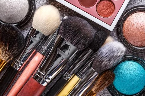 Professional makeup brushes and tools, makeup product set.A set of decorative Foto stock