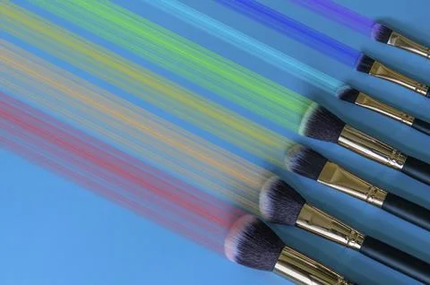 Professional makeup brushes on eyeshadow Stock Photos