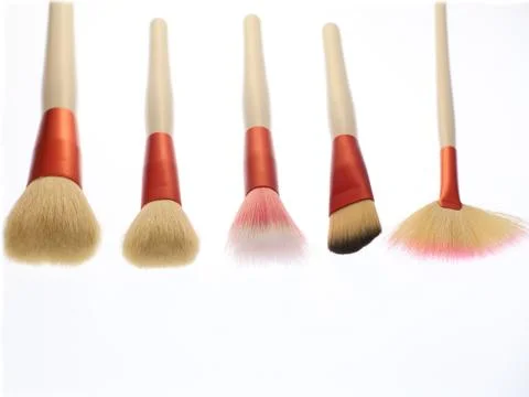 Professional makeup brushes on white background Stock Photos