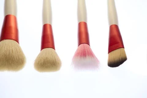 Professional makeup brushes on white background Stock Photos