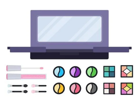 Professional makeup case and shadow set vector icon flat isolated illustration Stock Illustration