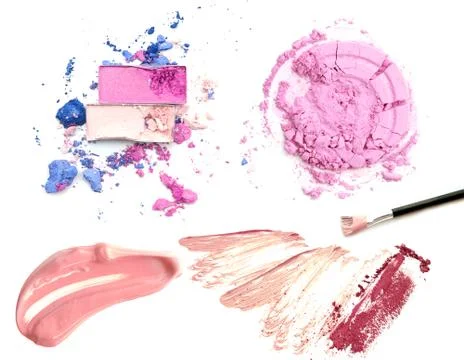 Professional makeup collection and tools isolate on white. Stock Photos