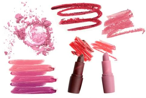 Professional makeup collection and tools isolate on white. Stock Photos