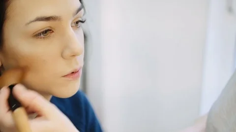 Professional makeup mascara application with brush - work in beauty fashion Stock Footage 73645363