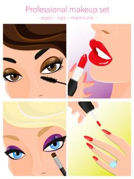Professional makeup set Stock Illustration
