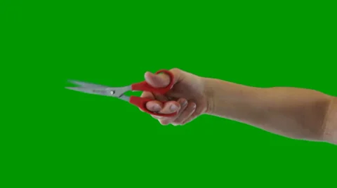 Professional Male Hand Model Cutting With Scissors on a Green Screen Vídeos de archivo 33752102