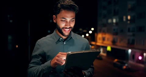 Professional, man and web developer with tablet at night for cyber security Stock Footage 271082288