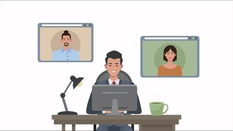 Professional man engaged in a virtual meeting discussing business plans wit.. Video stock 333718194
