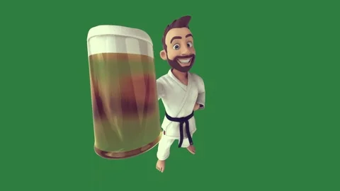 Professional Man Looping With Karate Green Screen Element Stock Footage 338017032