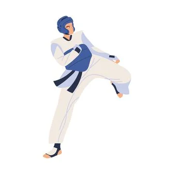Professional man practicing taekwondo Stock Illustration