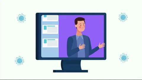 Professional man presenting information on desktop computer monitor screen .. Vídeo Stock 339071224