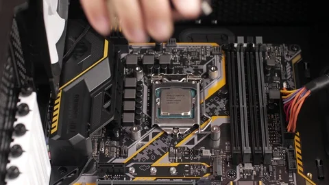 Professional man repairing and assembling a computer desktop Stock Footage 93319606