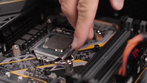 Professional man repairing and assembling a computer desktop Stock Footage 93319617