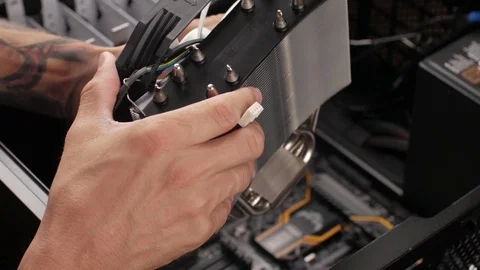 Professional man repairing and assembling a computer desktop Stock Footage 93319638