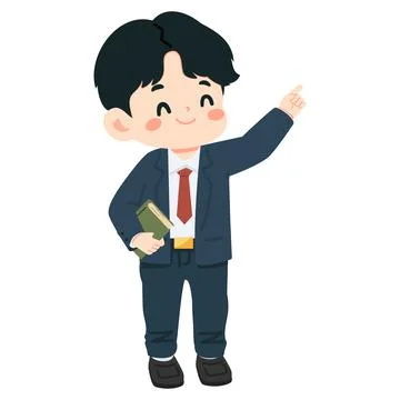 Professional Man in Suit Pointing While Holding a Book Stock Illustration