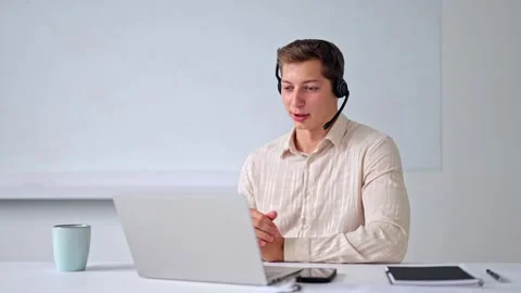 Professional Man on Video Call Video stock 316332598