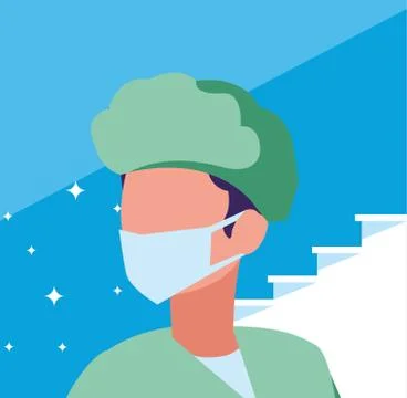 Professional man working with face mask Stock Illustration