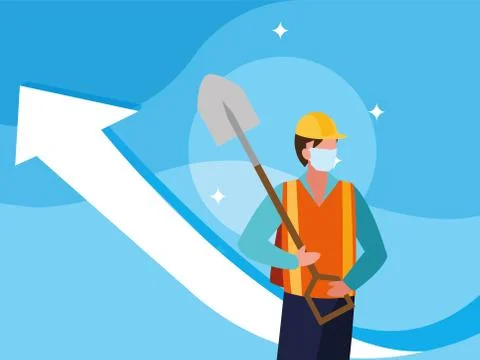 Professional man working with face mask イラスト素材