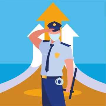 Professional man working with face mask イラスト素材