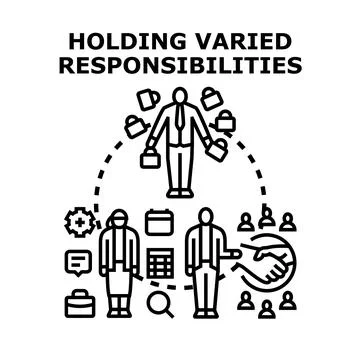 Professional managing busy work schedule and varied responsibilities Stock-Illustration