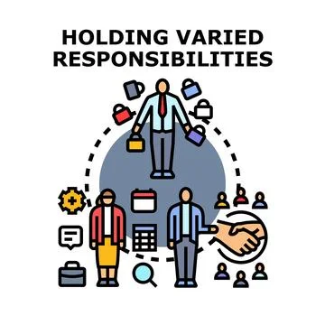 Professional managing busy work schedule and varied responsibilities Stock-Illustration
