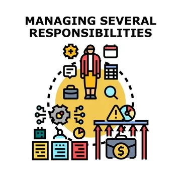 Professional managing many business tasks and responsibilities concept Stock Illustration