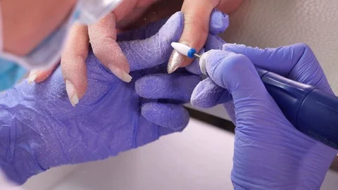 Professional manicure nail file shape finish little finger Stock Footage 103830608