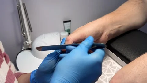 Professional Manicure Precision Nail Shaping Close Up Stock Footage 257229572
