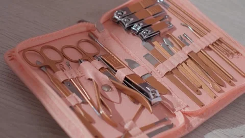 Professional manicure tool set, close-up Stock Footage 317772421