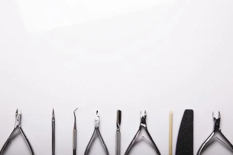 Professional manicure tools on a white background. Foto stock