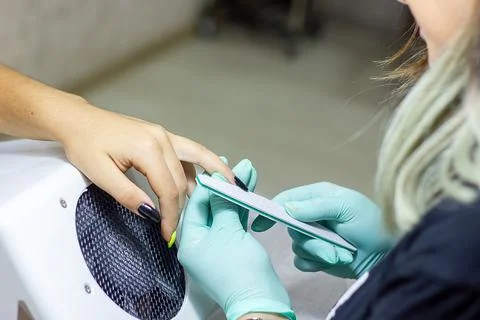 Professional manicurist at work Stockfoto's