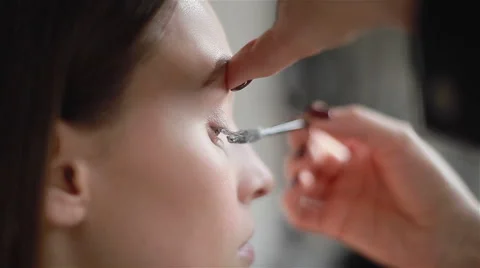 Professional mascara application with a brush Stock Footage 54636400