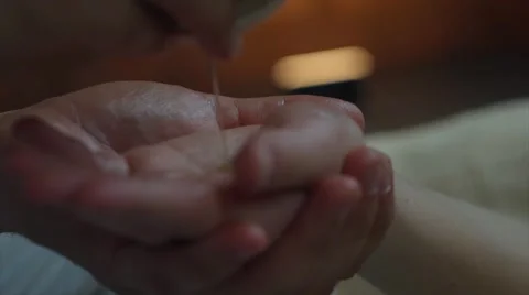 Professional masseur doing massage of a young woman Stock-Footage 63145671