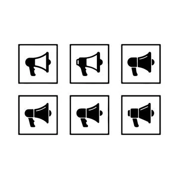 Professional Megaphone Vector Icon Set with Multiple Design Variations Stock Illustration