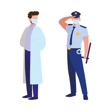 Professional men wearing face mask Illustrazione stock