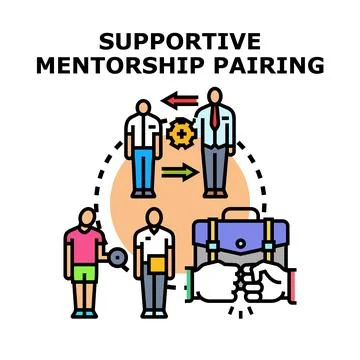 Professional mentorship pairing developing career support system Stock Illustration