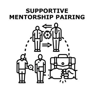 Professional mentorship pairing developing career support system Stock Illustration