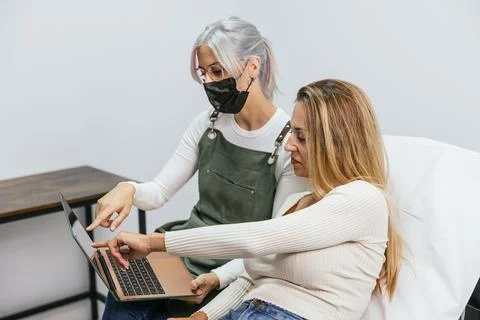 Professional microblading consultation in progress Stock Photos