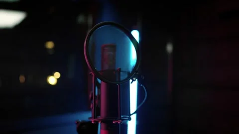 Professional microphone in music recording studio, audio production industry Stock Footage 287902596