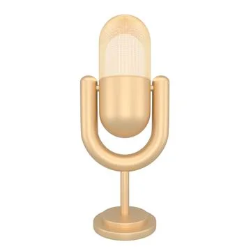 Professional microphone on stand 3d icon. Audio equipment for broadcasts and  Illustrazione stock