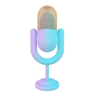 Professional microphone on stand 3d icon. Audio equipment for broadcasts and  Stock Illustration