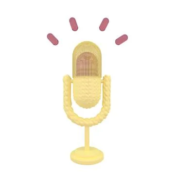Professional microphone on stand 3d icon. Audio equipment for broadcasts and  Stock Illustration