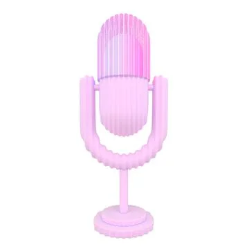 Professional microphone on stand 3d icon. Audio equipment for broadcasts and  스톡 일러스트