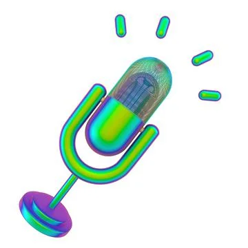 Professional microphone on stand 3d icon. Audio equipment for broadcasts and  Stock Illustration