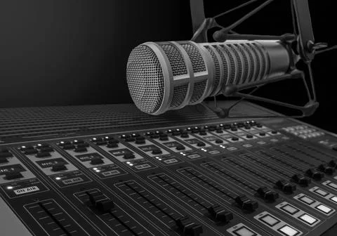 Professional microphone in studio Stock Illustration