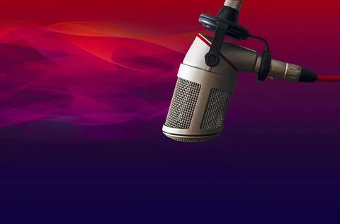 Professional microphone in studio Stock Illustration