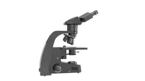 Professional microscope. Close-up. Isolated. 3D rendering. White background Stock Footage 288001580
