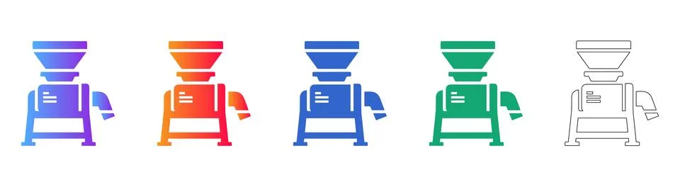 Professional Mincing Machine Icon Set in Multiple Colors Stock Illustration