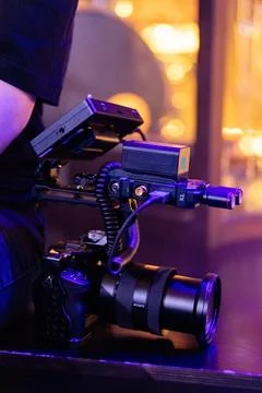 Professional Mirrorless Camera Video Rig Setup with External Transmitter Stock Photos